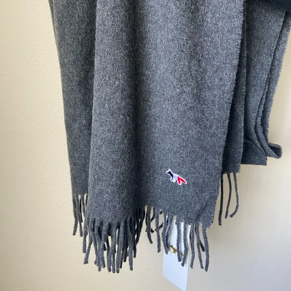 Maison Kitsuné fringed virgin wool scarf